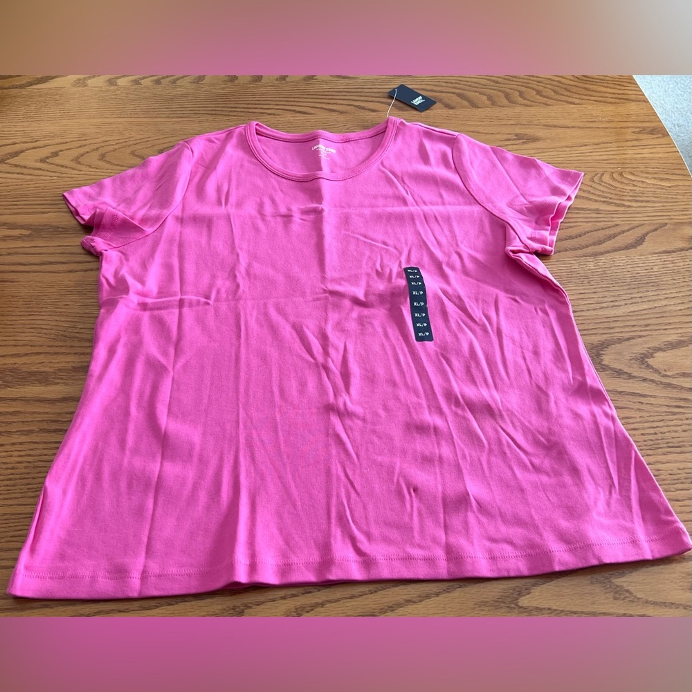 NWT Lands’ End XL PETITE Pink Phlox Rib Crew T-Shirt